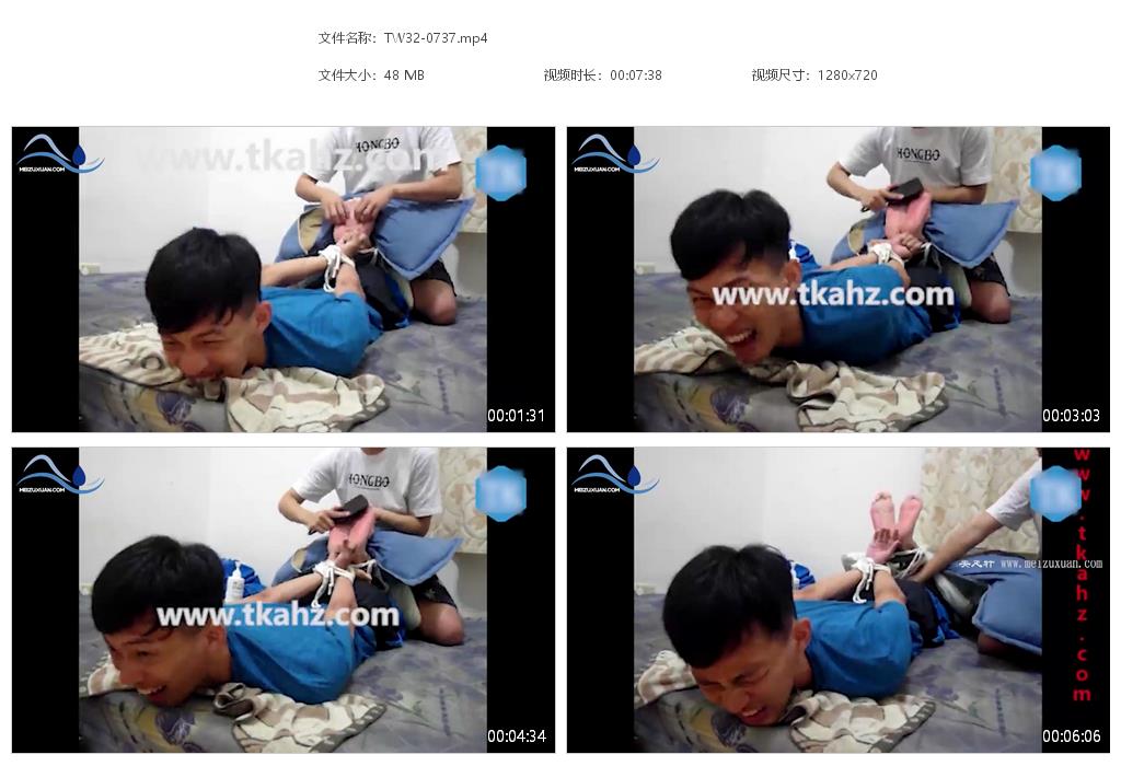 TW32-藍衣男孩五花大KB趴着撓腳TK