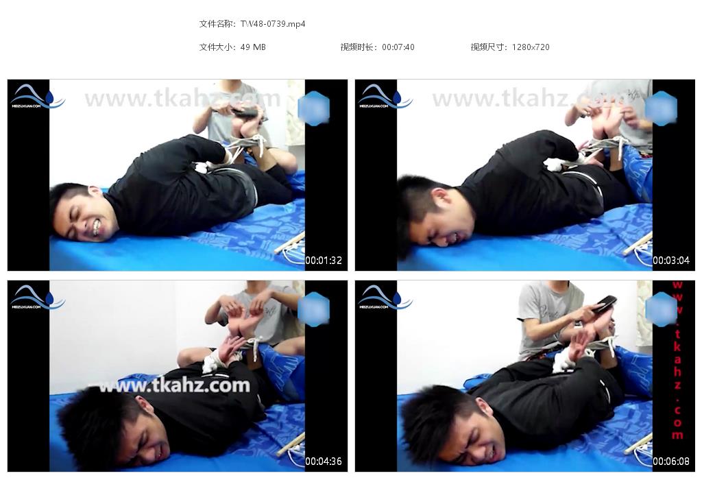 TW48-黑衣男生五花大KB撓腳TK